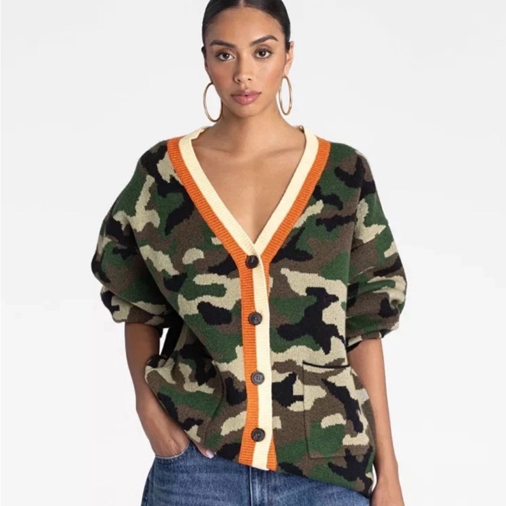 Stylish Camouflage Button-Up Cardigan